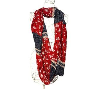 NEW WITH‎ TAGS Loft Red Blue cream Infinity Scarf Lightweight